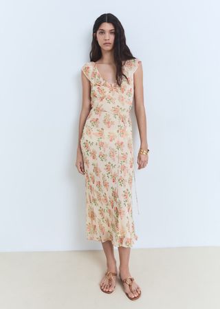 Vestido largo floral Mango talla M