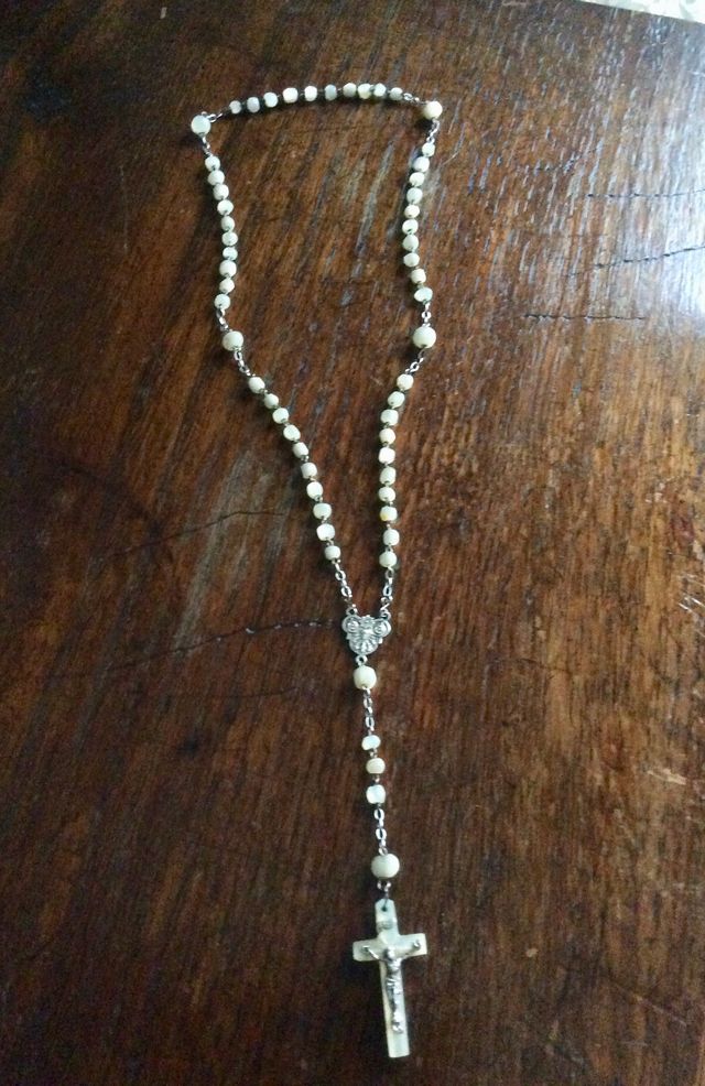 ANTIGUO ROSARIO DE NACAR Y PLATA