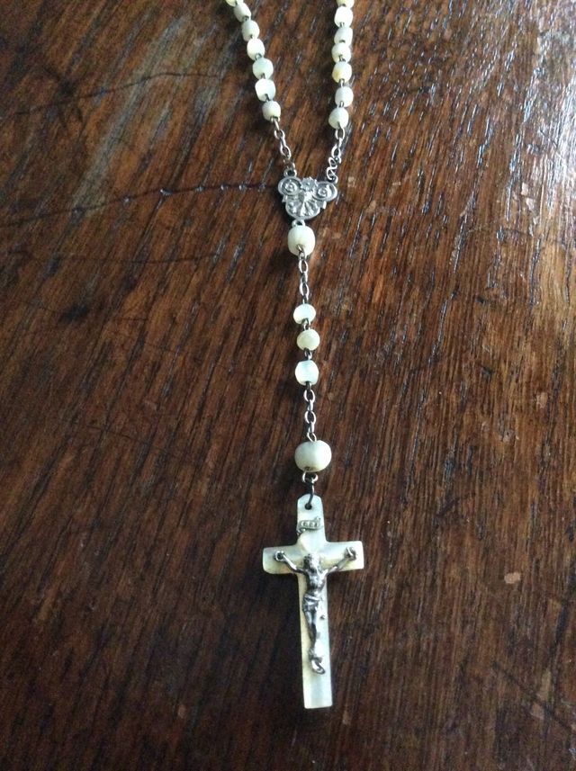 ANTIGUO ROSARIO DE NACAR Y PLATA