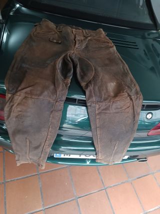 Pantalón de aviador de cuero marrón