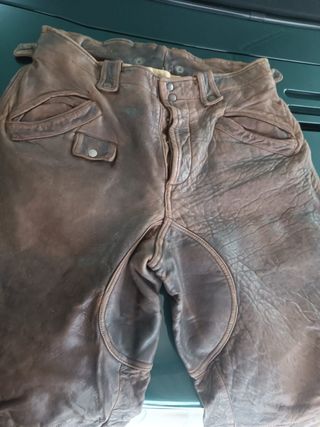 Pantalón de aviador de cuero marrón