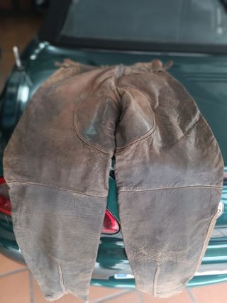 Pantalón de aviador de cuero marrón