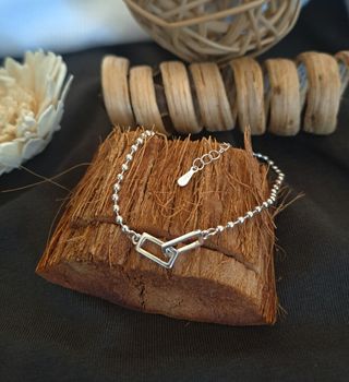 Pulsera de plata con eslabones rectangulares