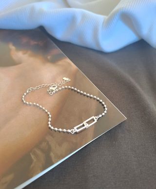 Pulsera de plata con eslabones rectangulares