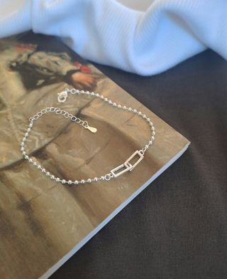 Pulsera de plata con eslabones rectangulares