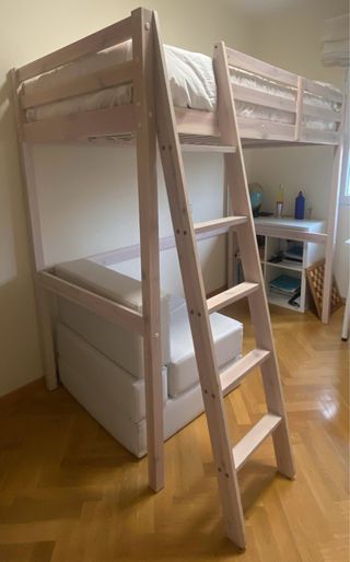 Cama alta de madera 90 cm