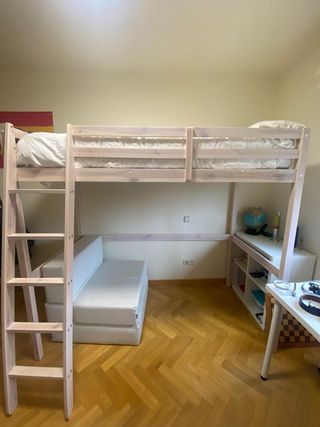 Cama alta de madera 90 cm