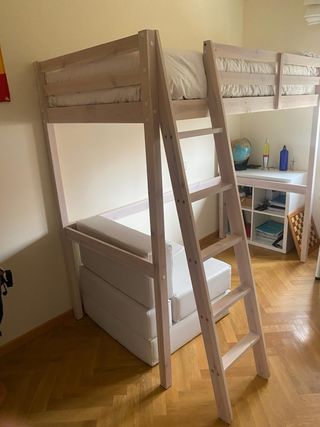 Cama alta de madera 90 cm