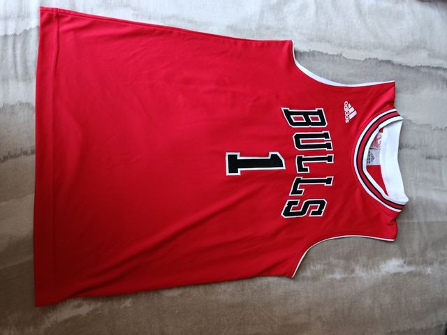 Camiseta Chicago Bulls #1 Adidas Roja Talla 13-14