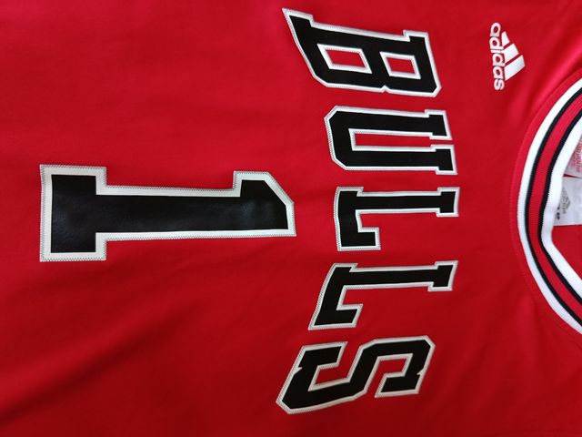Camiseta Chicago Bulls #1 Adidas Roja Talla 13-14