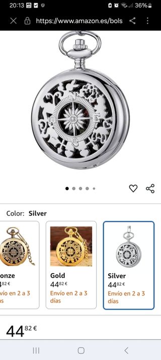 Reloj Brújula de Bolsillo Plateado