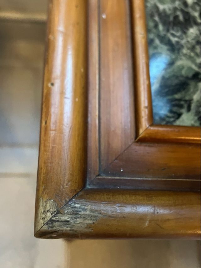 Mesita auxiliar madera cerezo  y mármol