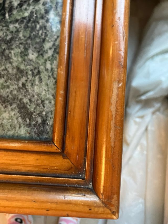 Mesita auxiliar madera cerezo  y mármol