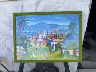 Pintura paisaje italiano con marco