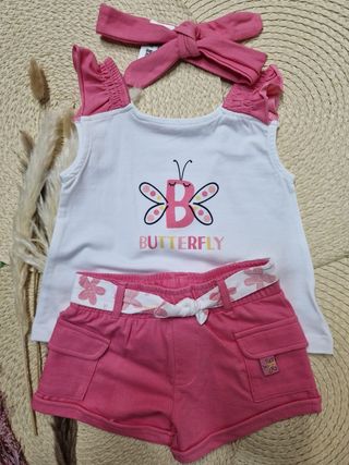 Conjunto niña mariposa rosa