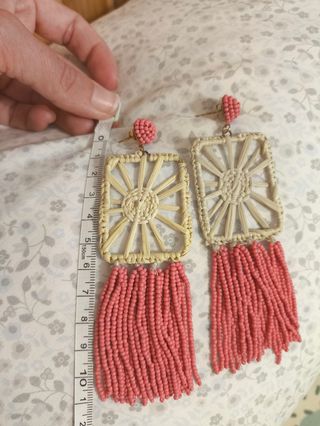 Pendientes largos natural y coral