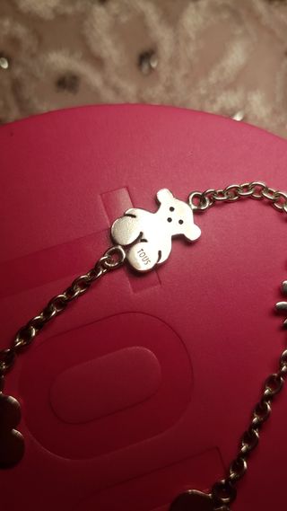 Pulsera Tous Plata Corazón Flor Oso