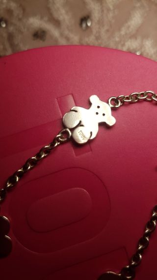 Pulsera Tous Plata Corazón Flor Oso