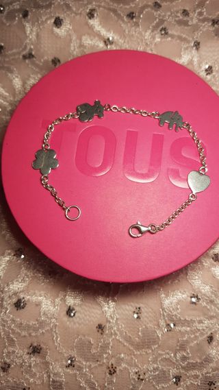 Pulsera Tous Plata Corazón Flor Oso
