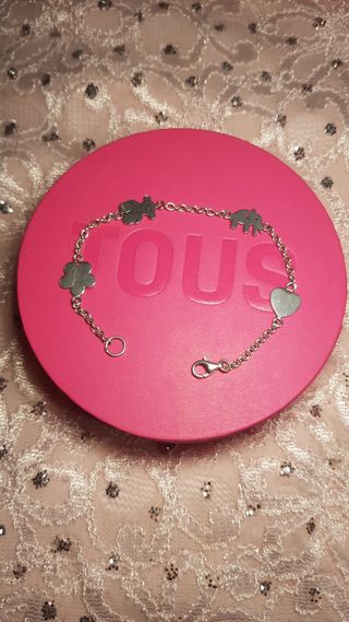 Pulsera Tous Plata Corazón Flor Oso