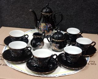 Juego de té/café de porcelana negro