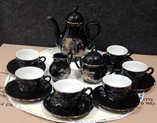 Juego de té/café de porcelana negro