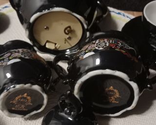 Juego de té/café de porcelana negro