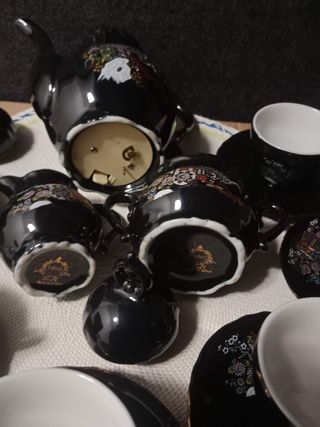 Juego de té/café de porcelana negro