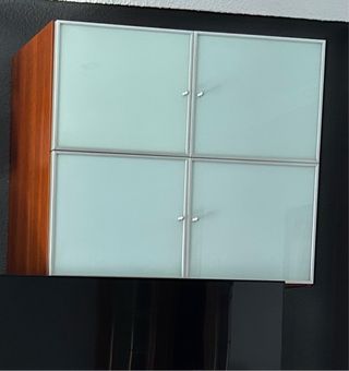 Vitrina 4 puertas cristal y madera Roble