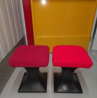 Taburetes Antiguos Retro Vintage Rojo y Negro