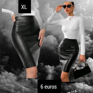 Falda efecto piel negra Talla XL
