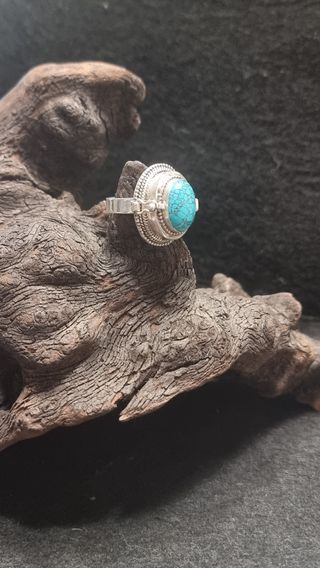 Anillo Plata Turquesa Pastillero