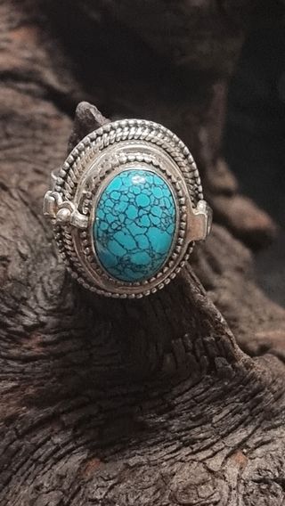 Anillo Plata Turquesa Pastillero