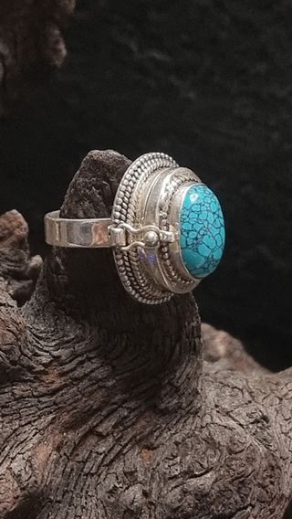 Anillo Plata Turquesa Pastillero