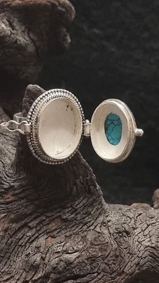 Anillo Plata Turquesa Pastillero
