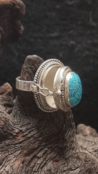 Anillo Plata Turquesa Pastillero