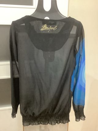 Blusa Desigual Negra y Azul Talla M