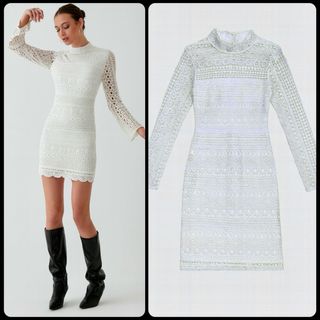 Vestido fiesta blanco de encaje- Nuevo. T xs