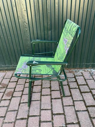 Silla de camping vintage verde y morado