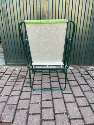 Silla de camping vintage verde y morado