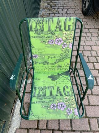 Silla de camping vintage verde y morado
