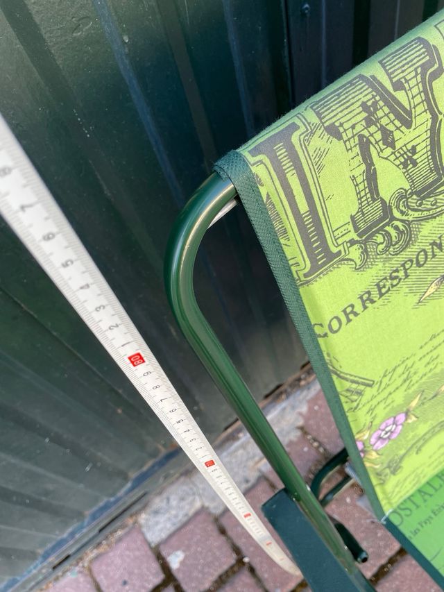 Silla de camping vintage verde y morado