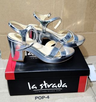 Sandalias La Strada plateadas T39