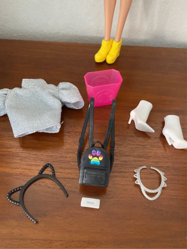 Barbie arcoíris con accesorios