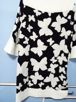 Blusón con mariposas blanco y negro NUEVO 