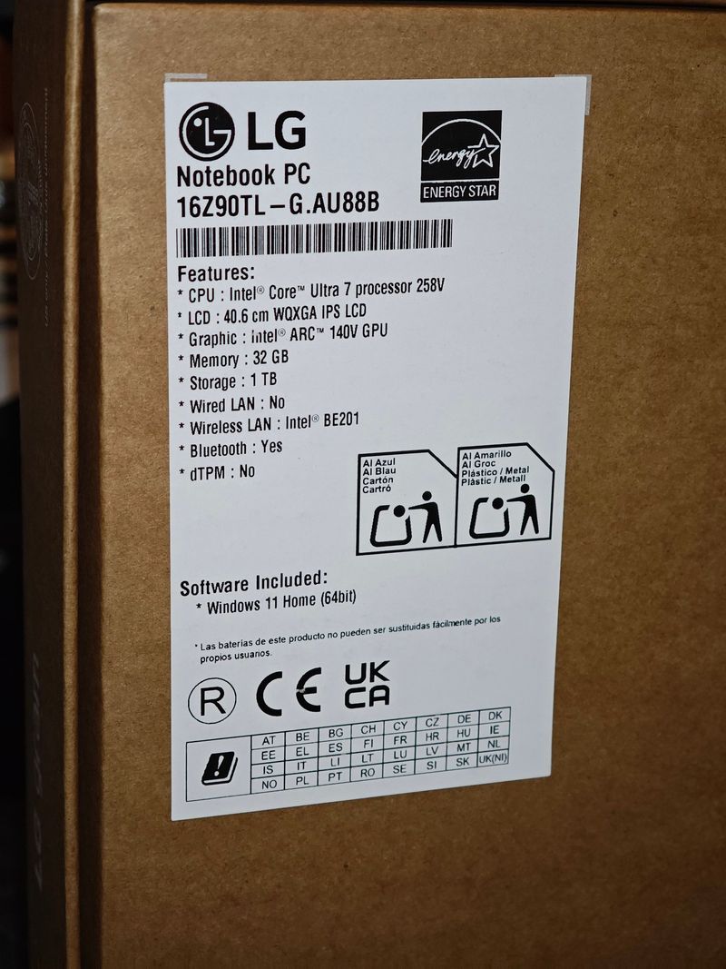 Portátil LG gram 16Z90TL Intel Ultra 7 258V NUEVO afbeelding 4