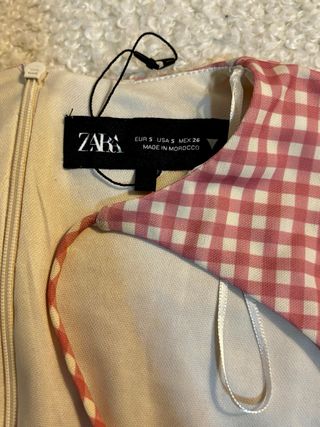 Vestido Zara cuadros vichy rojo y blanco Talla S