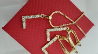 Conjunto de joyas con inicial L ORO LAMINADO 14K 
