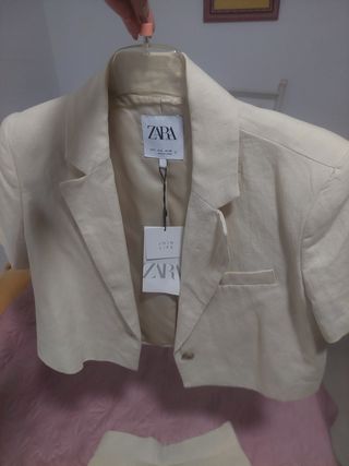 Conjunto ZARA Lino Beige Talla S