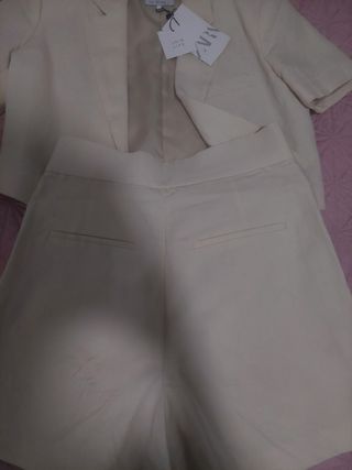 Conjunto ZARA Lino Beige Talla S